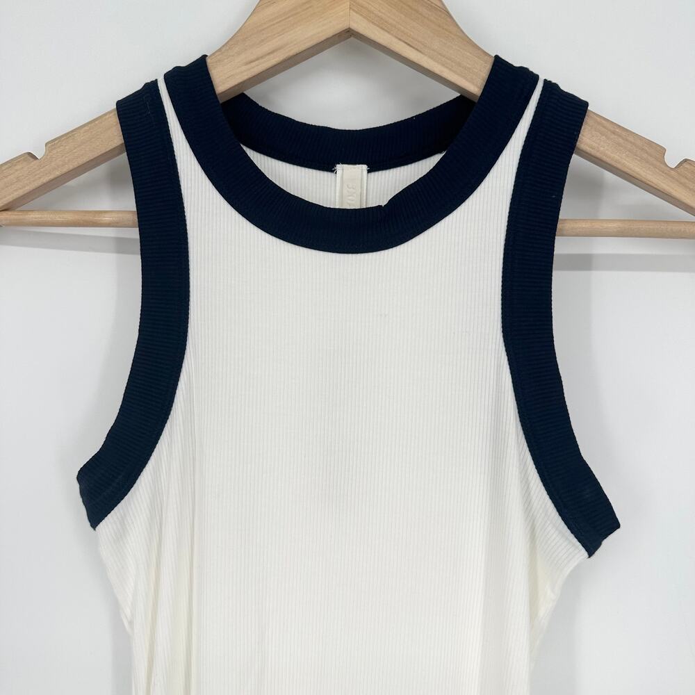 SKIMS Soft Lounge Tank Dress Ribbed Contrast Trim Sleeveless Ringer Mini NWT - Picture 5 of 9